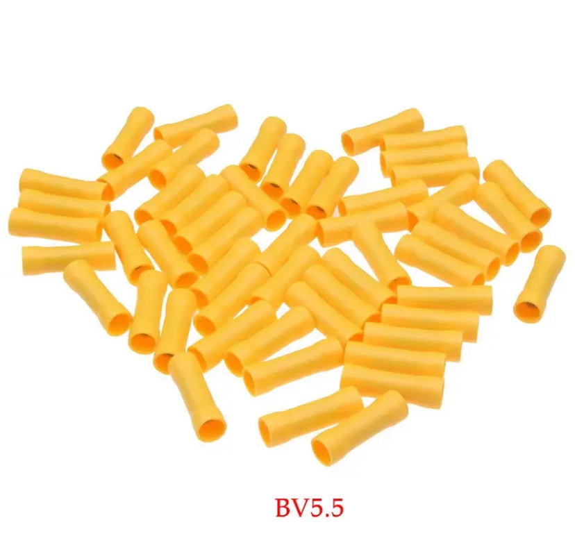 Assorted Butt Connector Insulated Crimp Terminals Electrical Cable Wire Connectors BV1.25 BV2.5 BV5.5 Car Accessories