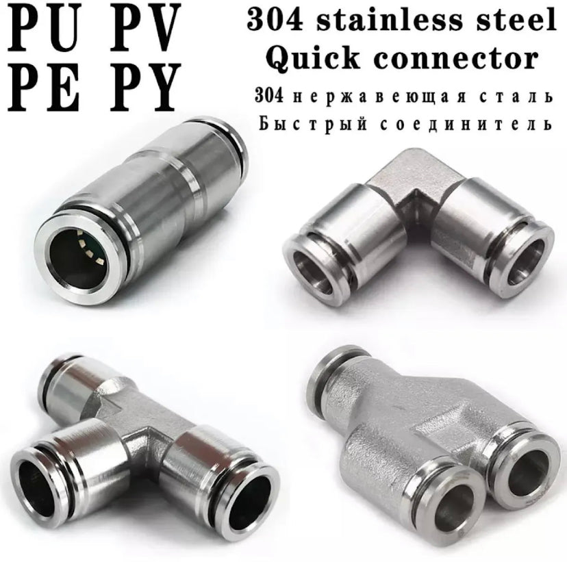PU PV PE PY 304 stainless steel metal pneumatic quick coupling 8 mm high pressure air pipe quick coupling
