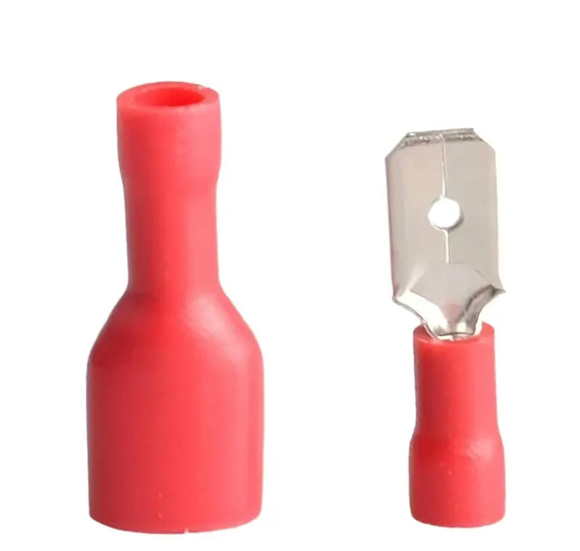 FDFD1-250*50 MDD2-250*50 16-14AWG RED Insulated Spade Crimp Wire Cable Connector Terminal Male/Female Kit 100PCS 50pair
