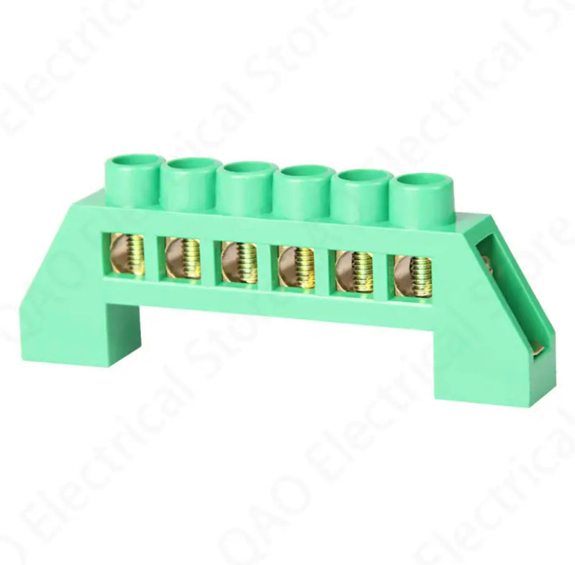 1pcs 4/6/8/10/12 Positions Terminal Block Connector Strip Brass Ground Neutral Bar Electrical Distribution Wire Screw Green