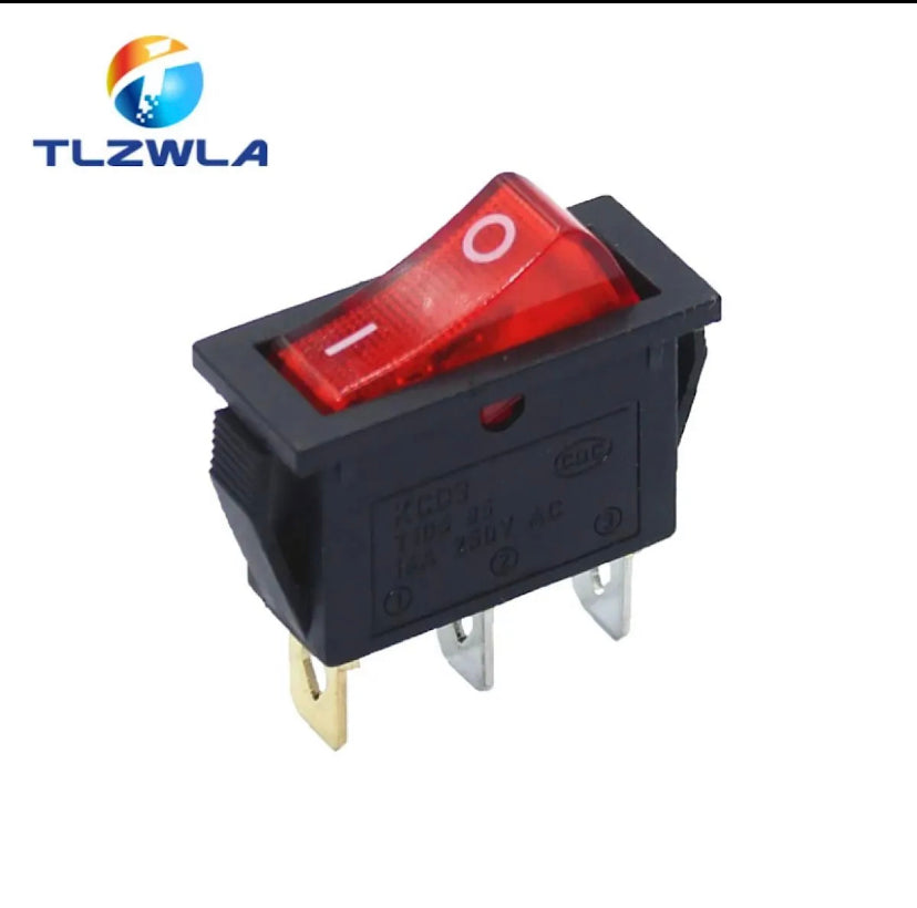 1PCS KCD3 Rocker Switch ON-OFF ON-OFF-ON 2 Position 3Pins Electrical equipment With Light Power Switch 16A 250V / 20A 125V AC
