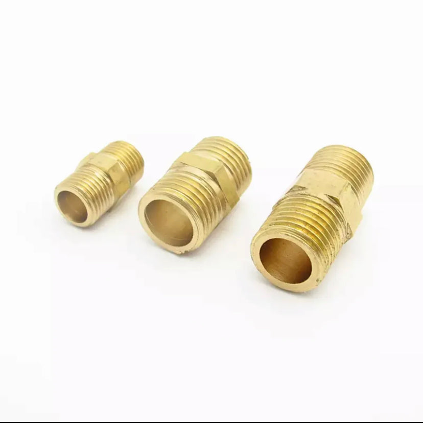 Brass Pipe Hex Nipple Fitting Quick Coupler Adapter 1/8 1/4 3/8 1/2 3/4 1 BSP