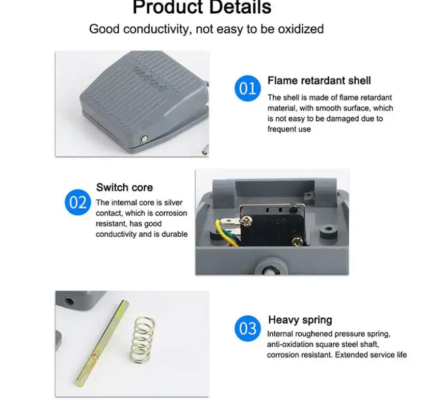 High-quality Footswitch TFS-201 New Electric Power Foot Pedal Nonslip Momentary Control Switch 220V 380V Pedal Controller