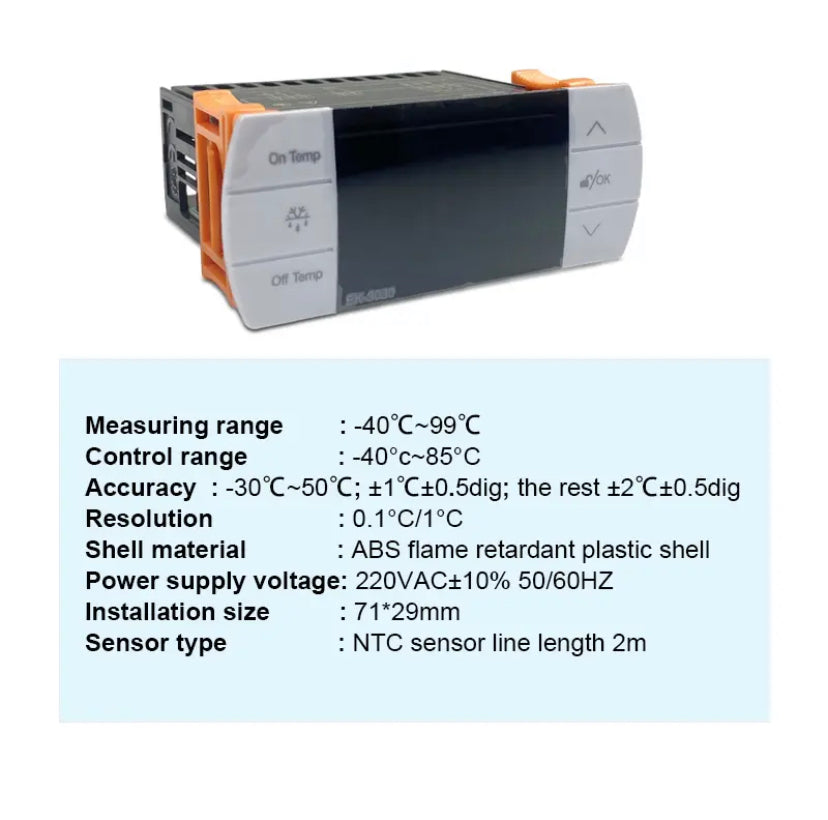 EK-3030 Digital Temperature Controller 220V Thermostat Sensor Refrigeration Defrost Thermostat for Cold Storage Freezer