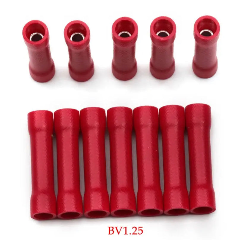 Assorted Butt Connector Insulated Crimp Terminals Electrical Cable Wire Connectors BV1.25 BV2.5 BV5.5 Car Accessories