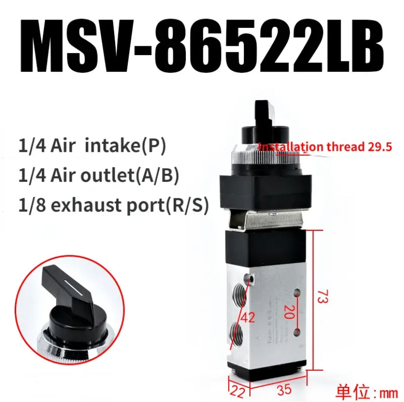 Pneumatic valve switch stroke Manual Button Valve MSV86522 Press type two position five way button MV Cylinder Mechanical valve