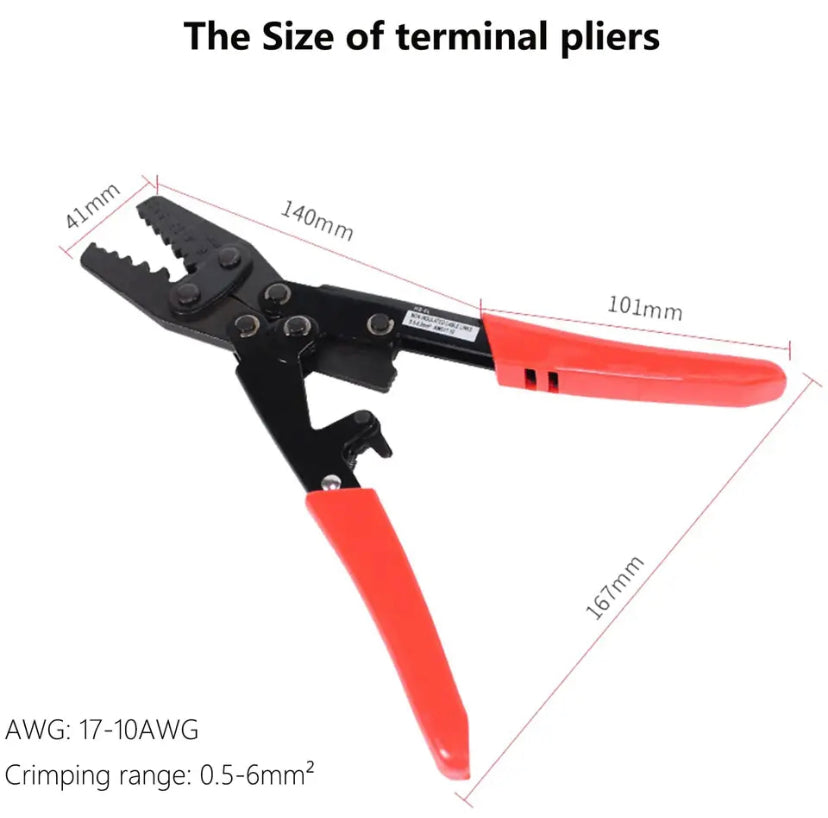 HS-6L Terminal Crimping Pliers Non-Insulated,Ratchet Wire Crimper Tool,Crimping Tool for Terminals (10-17 AWG 0.5-6.0mm²)
