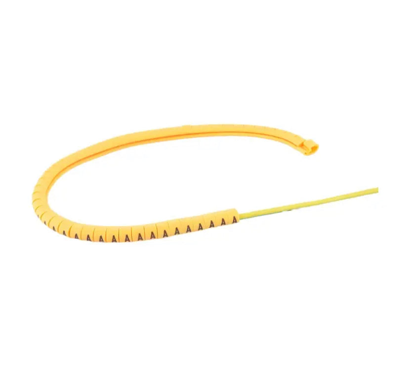 PVC Yellow Cable Wire Markers Labels Tags Cable Management A-Z 0-9 suitable for 4 to 6 mm wire