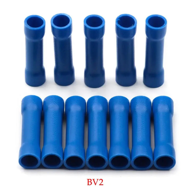 Assorted Butt Connector Insulated Crimp Terminals Electrical Cable Wire Connectors BV1.25 BV2.5 BV5.5 Car Accessories