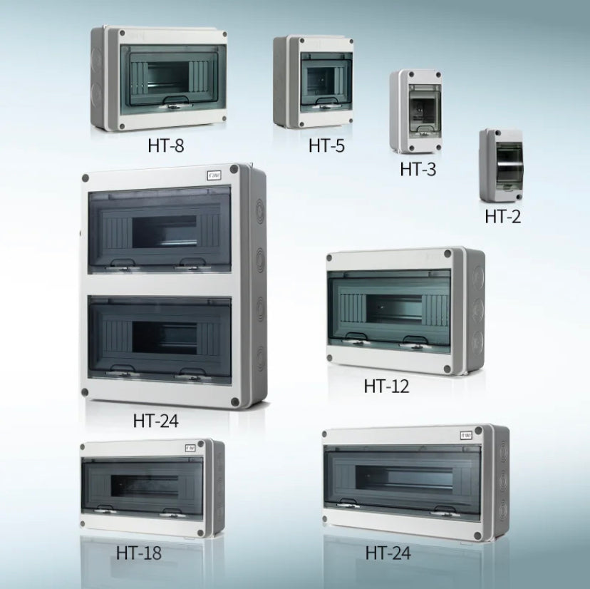 IP65 Waterproof Distribution dc breaker Box 2/3/5/8/12/15/18/24WAY PC /ABS Plastic Outdoor Electrical MCB solar Junction Box