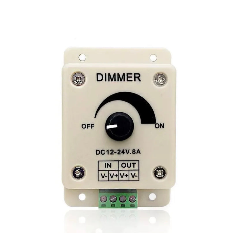 LED Dimmer Switch DC 12V 24V 8A Adjustable Brightness Lamp Bulb Strip Driver Single Color Light Power Supply Controller