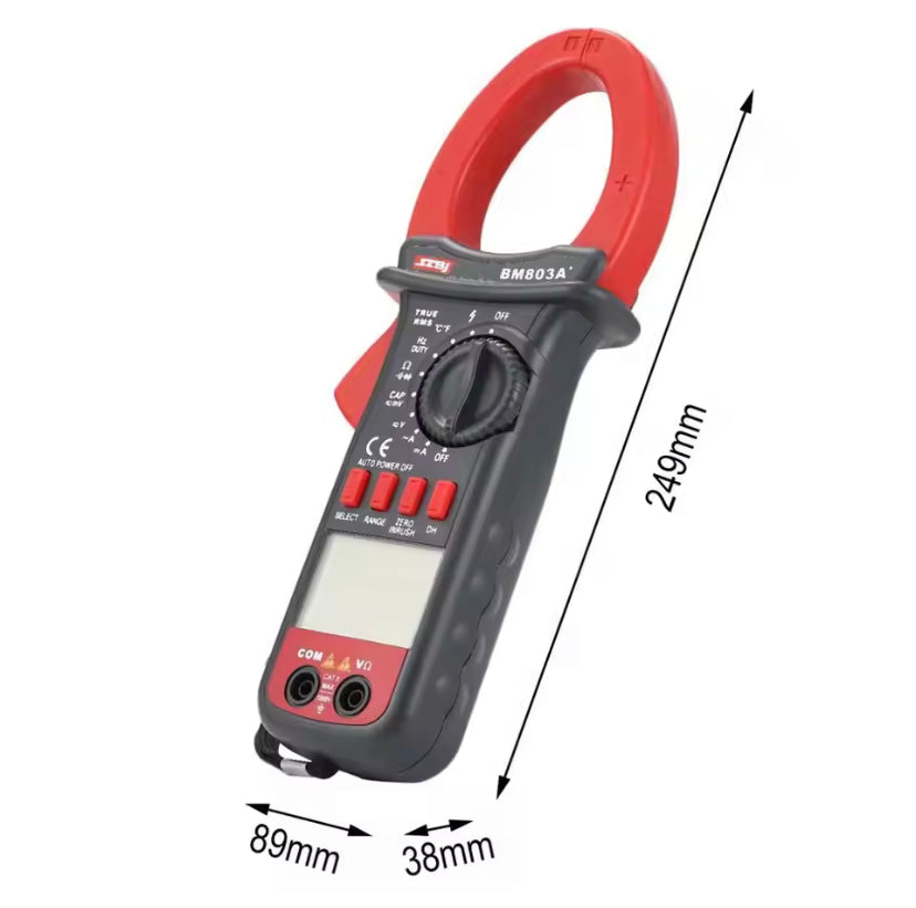 SZBJ BM803A+ Digital Clamp Meter 1000A Clamp Multimeter AC/DC Voltage Current Tapacitor Frequency Temperature Tester True RMS