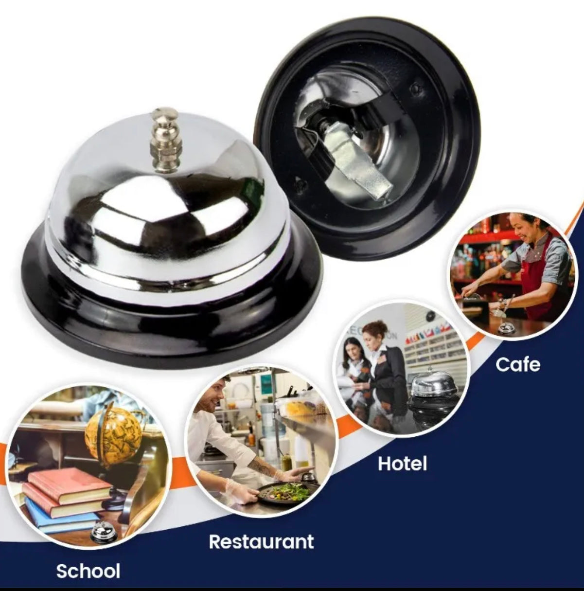 2 PCS Stainless Steel Counter Service Bell, Loud and Clear Ring, Hotel Reception, Restaurant, Kitchen, Store, School
