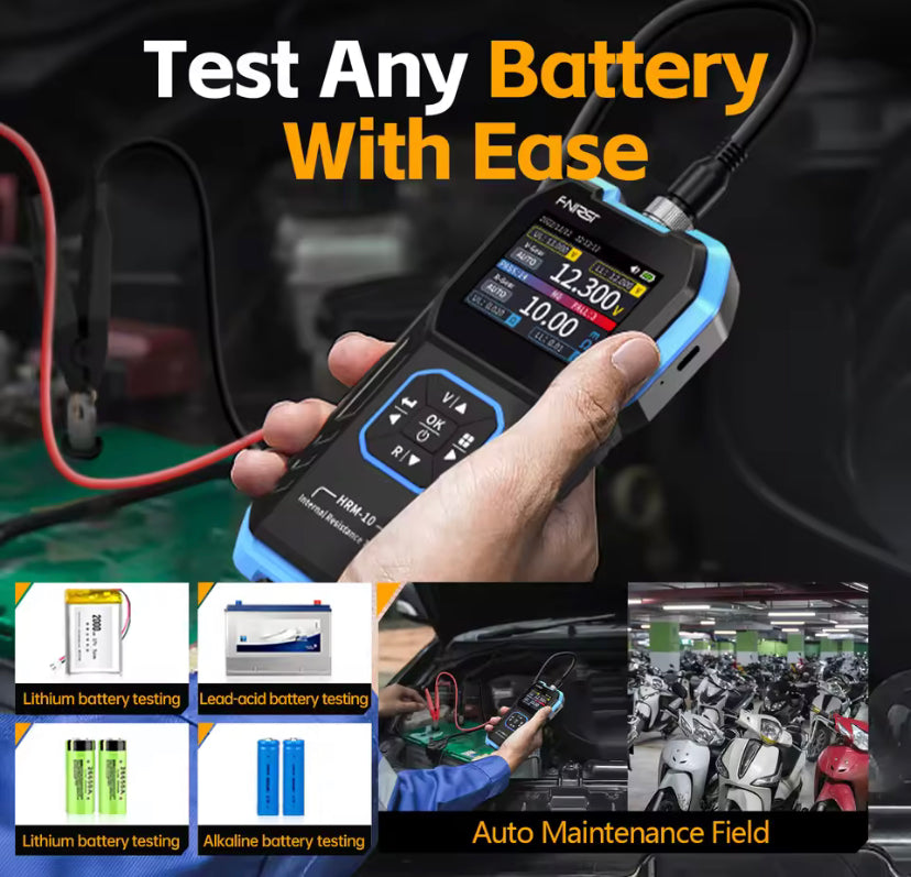 FNIRSI HRM-10 Battery Voltage Internal Resistance Tester 18650 High-precision AC Acid Lithium Lead Car Battery Capacitor Tester