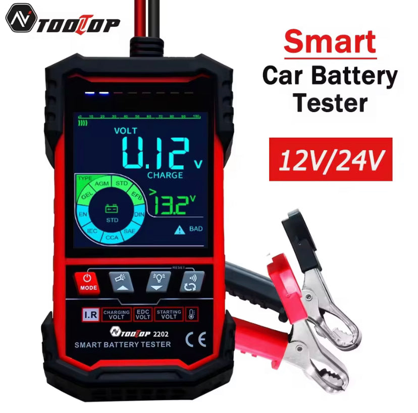 TOOLTOP ET2202 Car Battery Tester Battery Load 12V 24V Battery Voltage Internal Resistance Detection Battery Analyzer