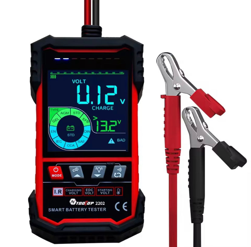 TOOLTOP ET2202 Car Battery Tester Battery Load 12V 24V Battery Voltage Internal Resistance Detection Battery Analyzer