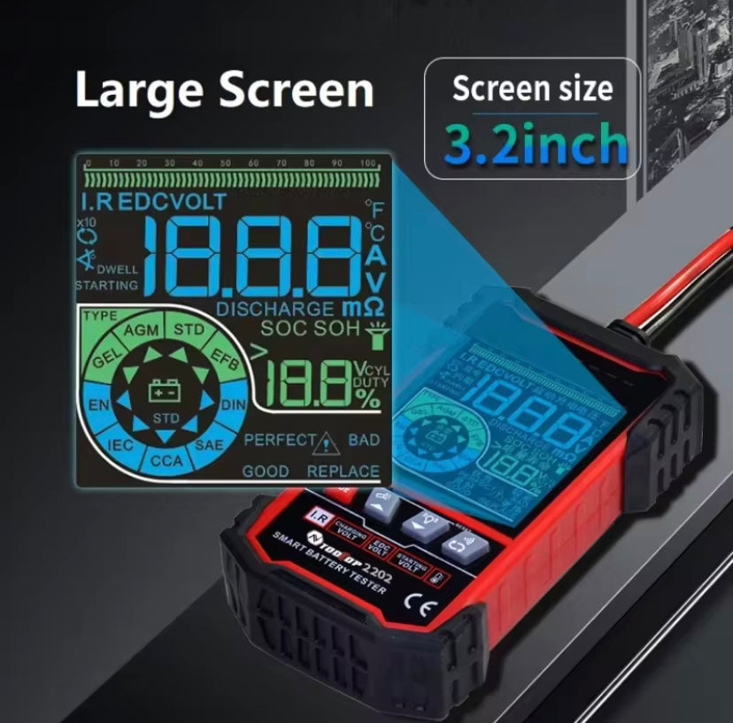 TOOLTOP ET2202 Car Battery Tester Battery Load 12V 24V Battery Voltage Internal Resistance Detection Battery Analyzer
