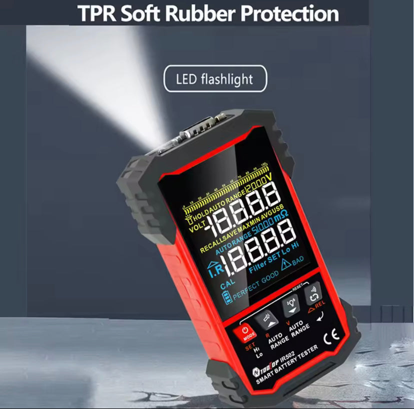 TOOLTOP IR502 ±120V 500Ω Battery Internal Resistance Tester 4-Wire Kelvin Test Lead-acid Lithium Nickel-cadmium Batteries Tool