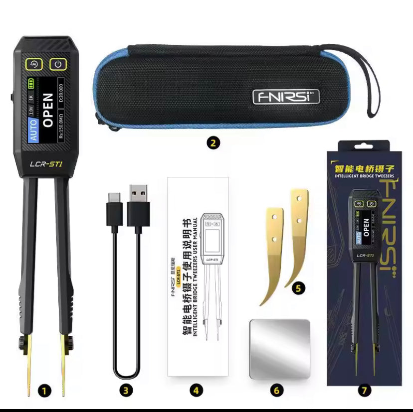 FNIRSI LCR-ST1 Mini Smart Tweezer LCR SMD ESR Tester Resistance Capacitance Inductance Continuity Diode Test Measurement Tools