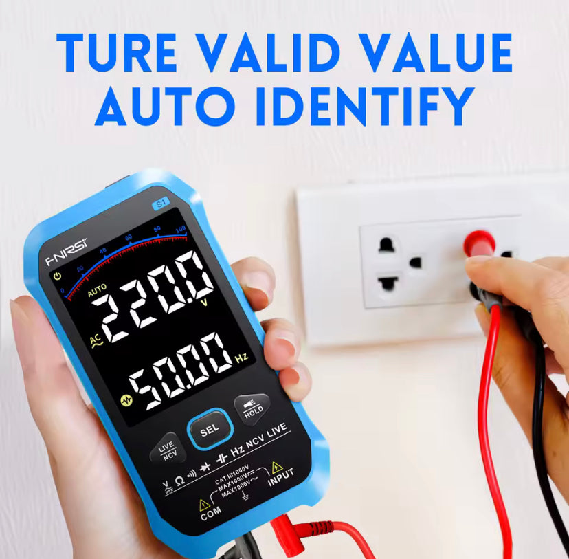 FNIRSI S1 Smart Digital Multimeter 9999counts AC DC Voltage Resistance Capacitance Diode NCV Hz Live Wire Color Display Tester