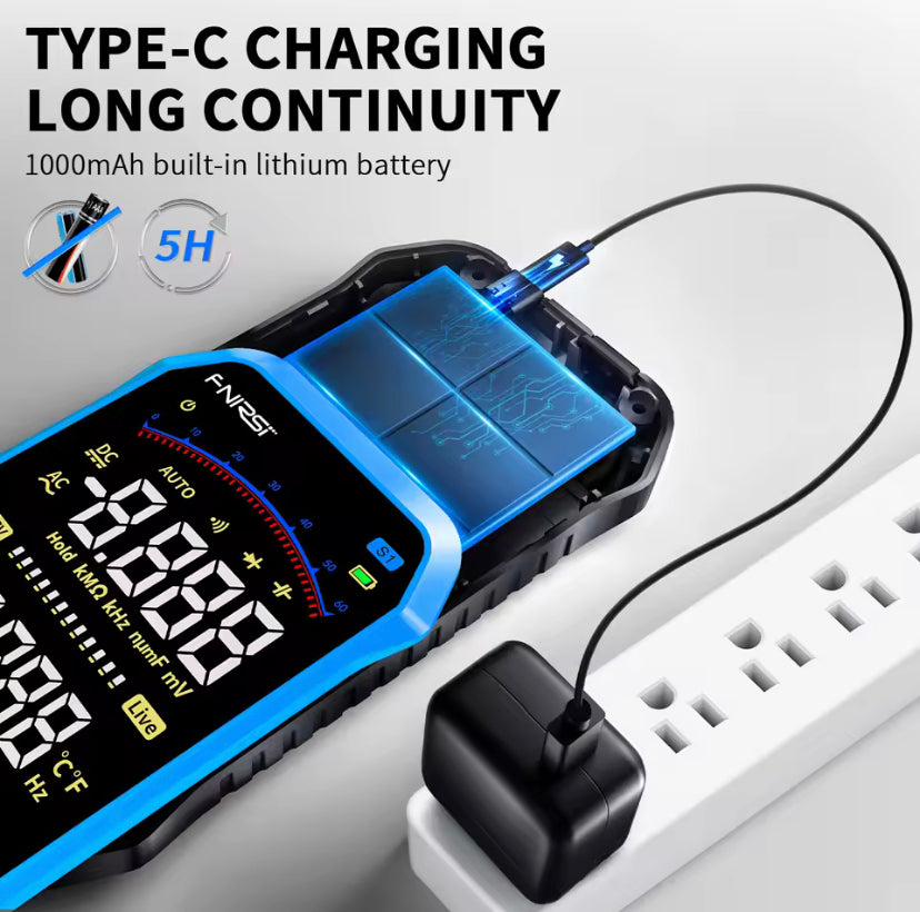 FNIRSI S1 Smart Digital Multimeter 9999counts AC DC Voltage Resistance Capacitance Diode NCV Hz Live Wire Color Display Tester
