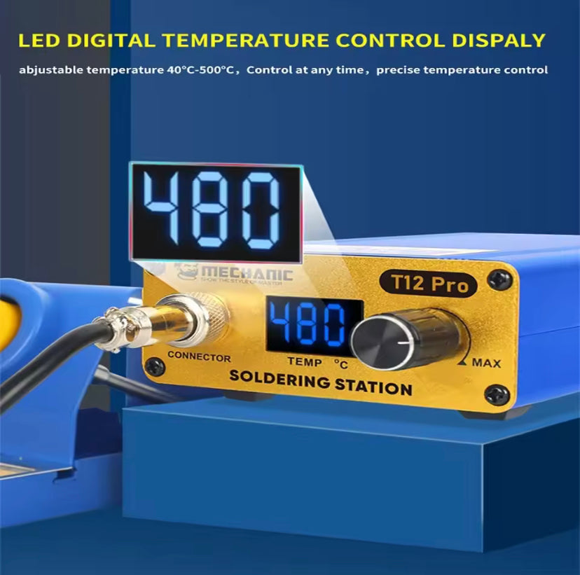 MECHANIC T12 Pro LED Digital Display Soldering Station Electric Soldering Iron Fast Heating Intelligent Anti-Static Thermostat