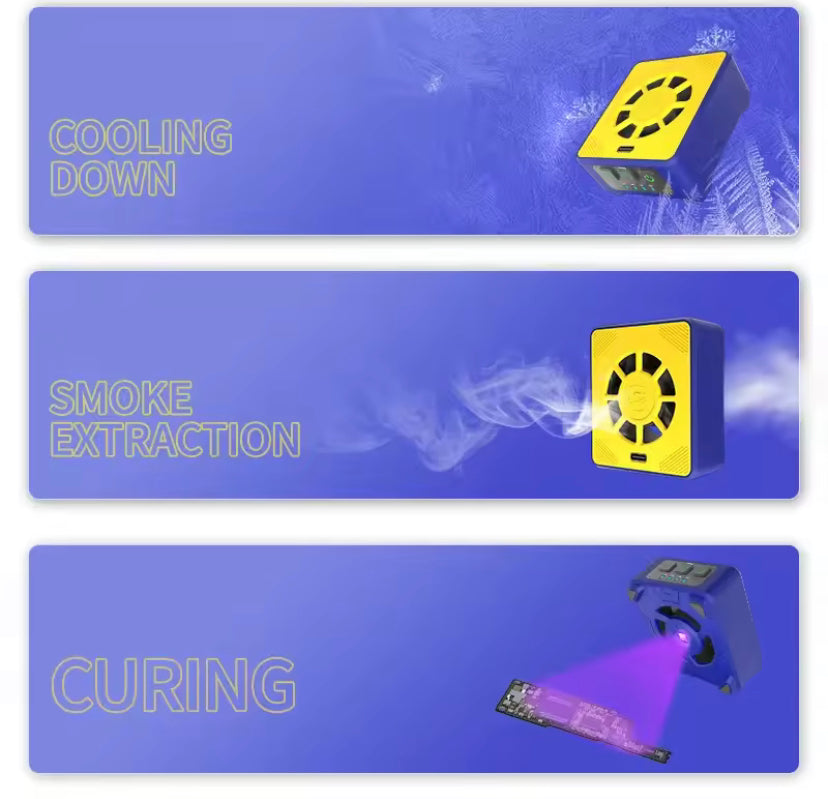 MECHANIC 3 in1 Cooling Curing Fan for Mobile Phone Repair CUV-3 PCB Welding Smoke Extraction Fast Cooling Tool