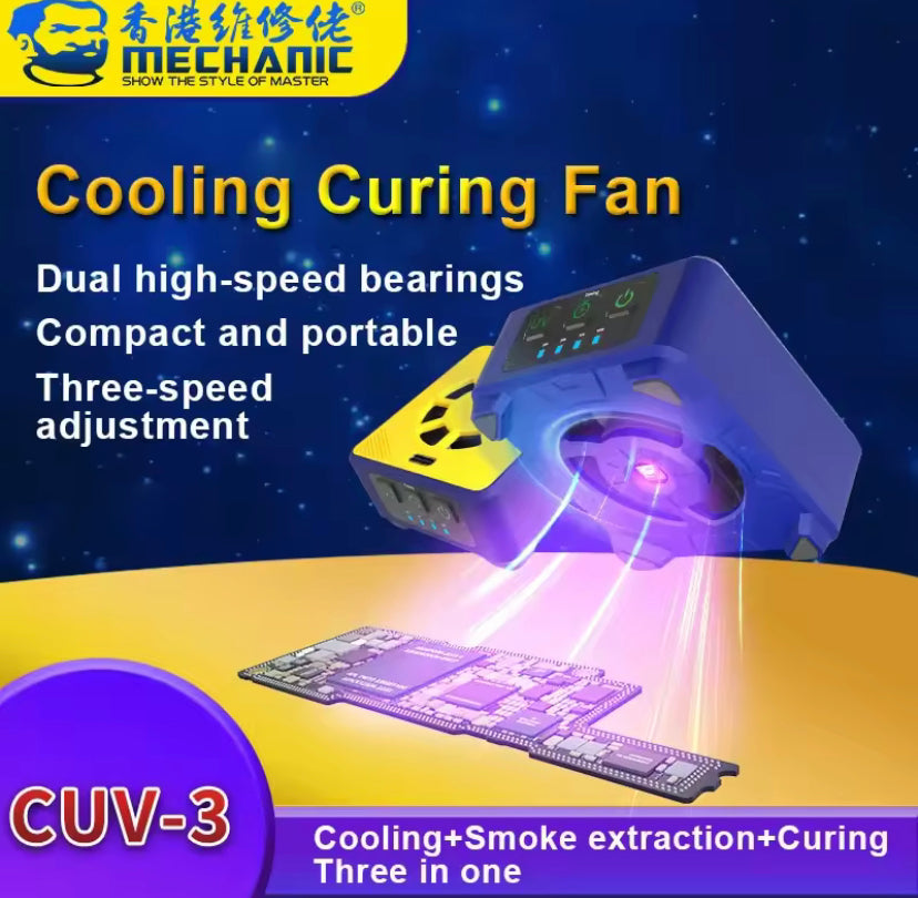 MECHANIC 3 in1 Cooling Curing Fan for Mobile Phone Repair CUV-3 PCB Welding Smoke Extraction Fast Cooling Tool