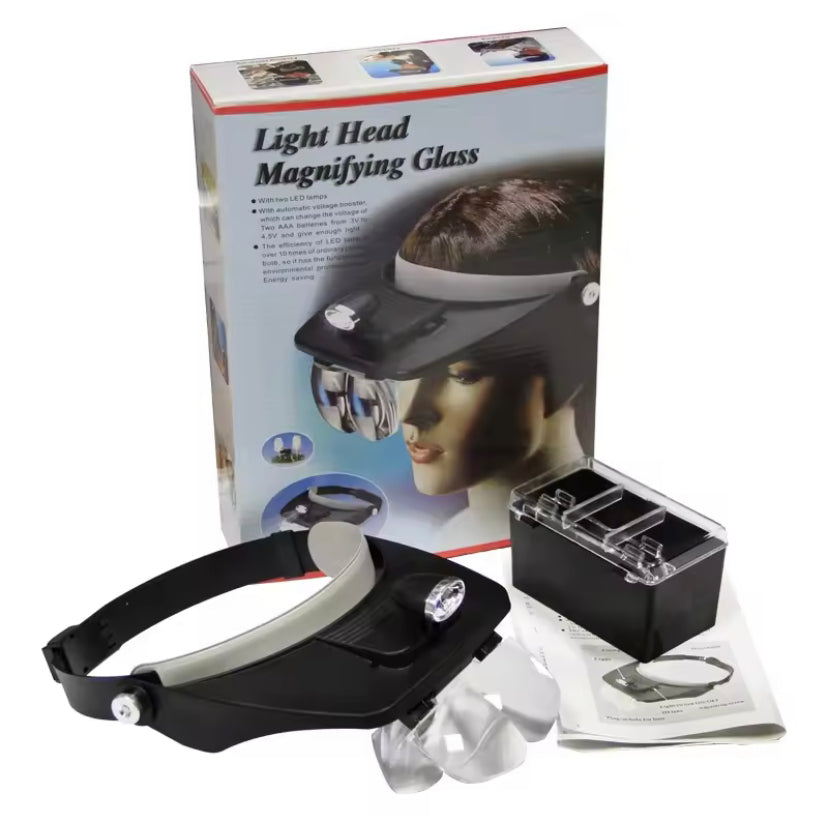 Head-mounted Helping Hand Soldering Phone Screen Magnifier Magnifying Glass with LED Lights Solder Clamp 4 Groups of Lenses