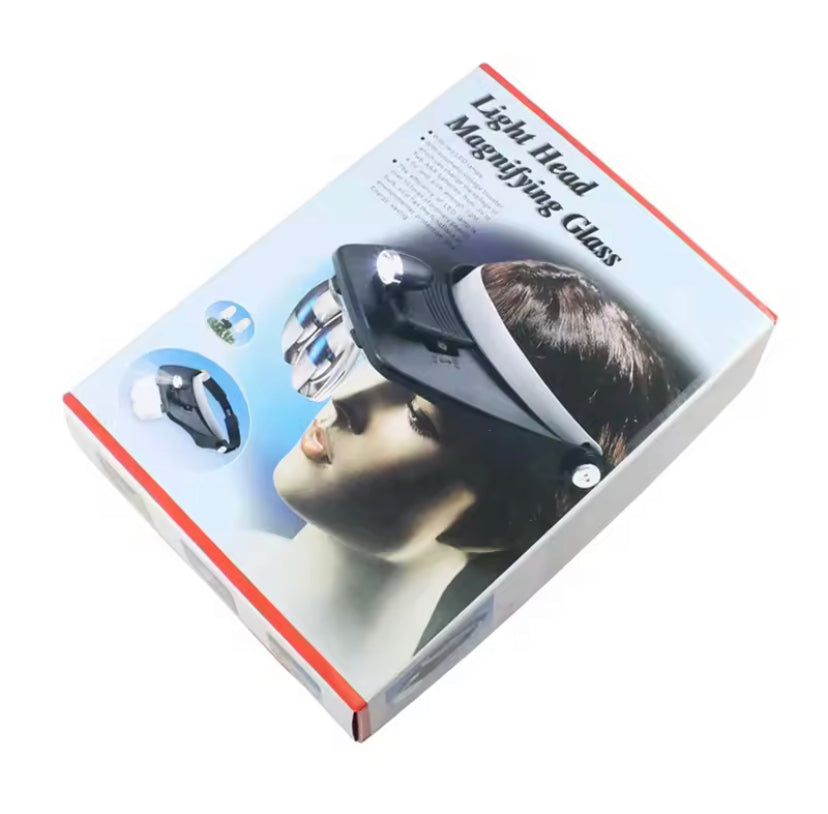 Head-mounted Helping Hand Soldering Phone Screen Magnifier Magnifying Glass with LED Lights Solder Clamp 4 Groups of Lenses