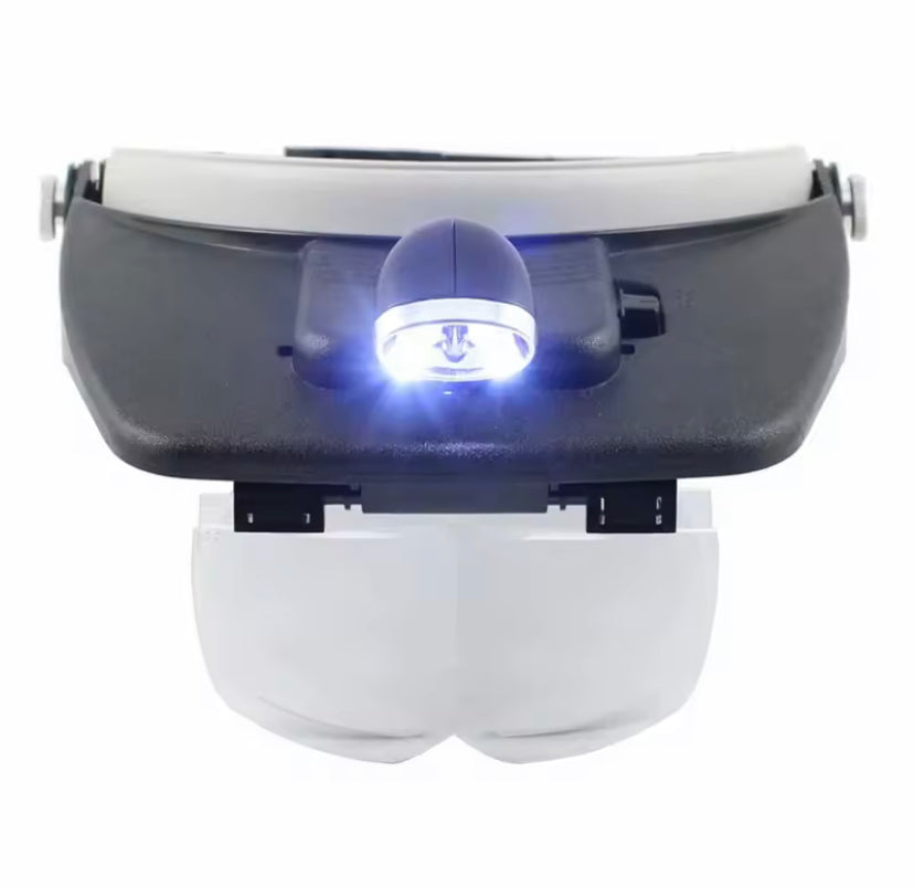Head-mounted Helping Hand Soldering Phone Screen Magnifier Magnifying Glass with LED Lights Solder Clamp 4 Groups of Lenses