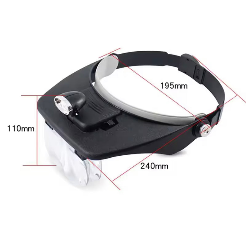 Head-mounted Helping Hand Soldering Phone Screen Magnifier Magnifying Glass with LED Lights Solder Clamp 4 Groups of Lenses