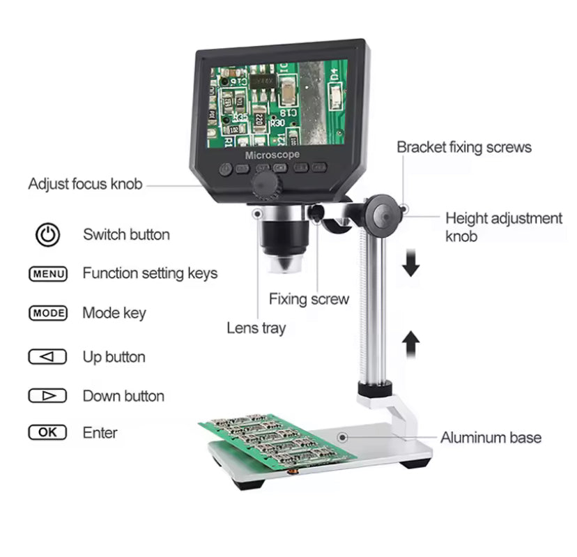 G600 600X Electronic USB Microscope Digital Soldering Video Microscope Camera 4.3 inch LCD Endoscope Magnifying Camera
