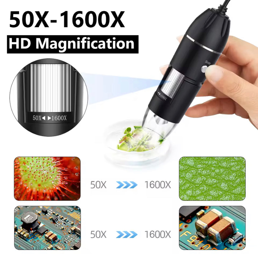 1600X 3in 1 Digital Microscope Camera Portable Electronic Microscope For Soldering LED Magnifier Type-C USB Charge Magnifier