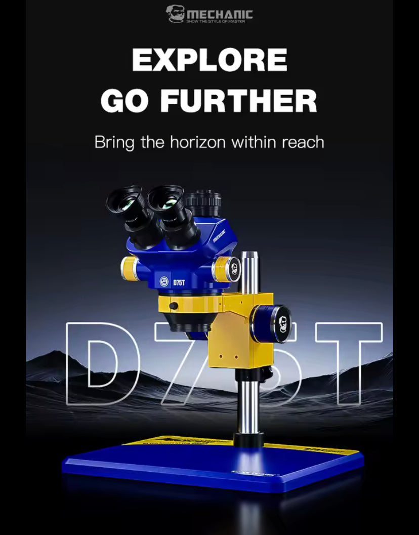 MECHANIC OFFICIAL D75T-B11 Trinocular Stereo Microscope HD Clear Magnified 7-50X Continuous Zoom Observation For Phone Repair
