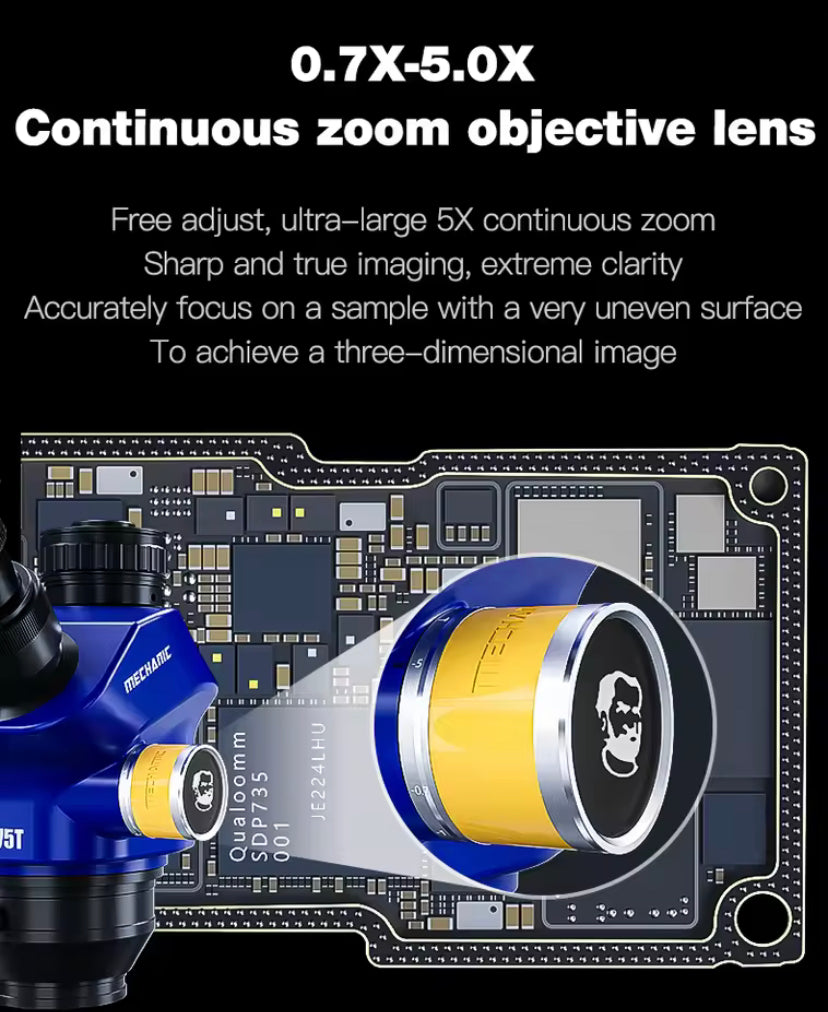 MECHANIC OFFICIAL D75T-B11 Trinocular Stereo Microscope HD Clear Magnified 7-50X Continuous Zoom Observation For Phone Repair
