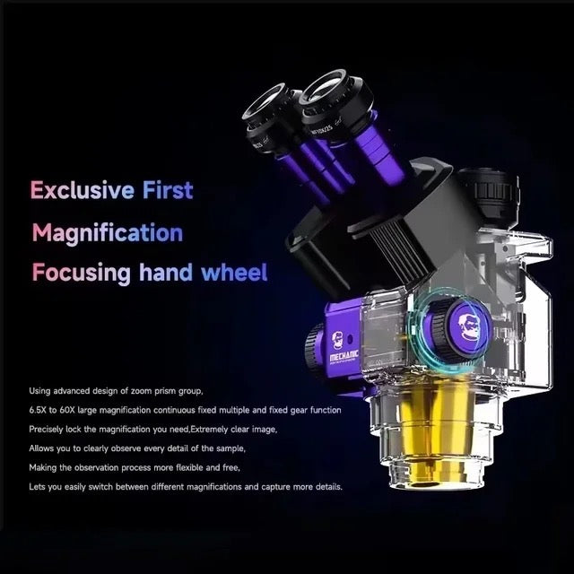 MECHANIC ROBOT 6560T-B11 6.5-60X Magnification Synchronous Zoom Microscope Cell Phone Repair Trinocular Stereo Microscope Tools