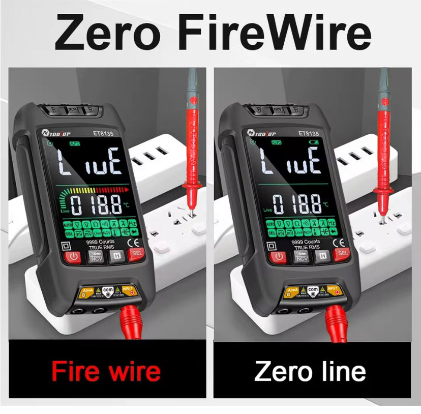 TOOLTOP ET8135 Color Screen Intelligent 9999 Counts True RMS Digital Multimeter AC DC Voltage Current Resistance Diode Hz Tester