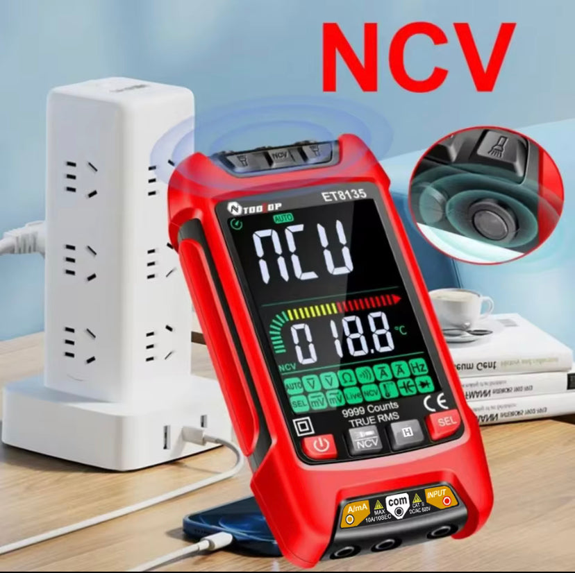 TOOLTOP ET8135 Color Screen Intelligent 9999 Counts True RMS Digital Multimeter AC DC Voltage Current Resistance Diode Hz Tester