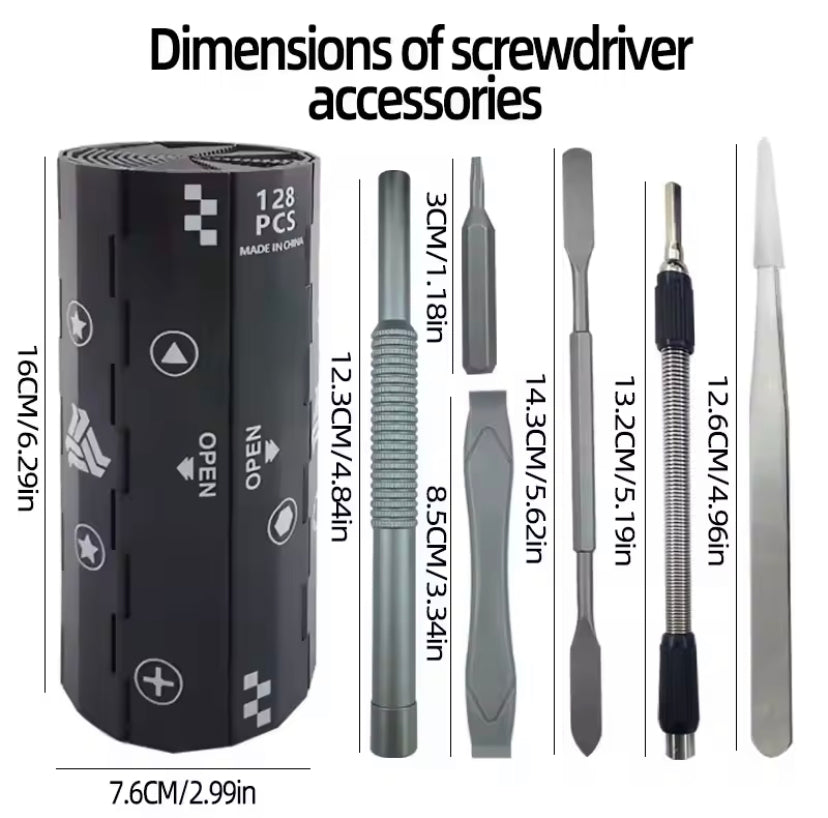 128 in 1 Precision Screwdriver Set Screw Driver Bits Portable Professional Electronic Repair Tool Set Magnetic Phillips