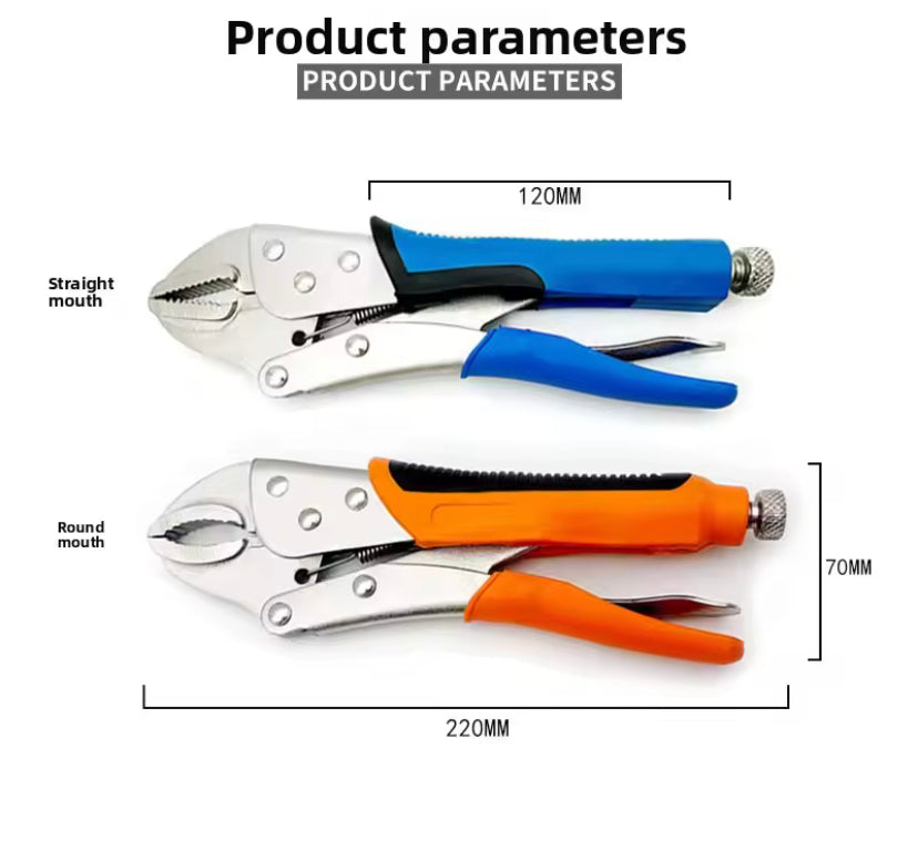 1PC Multi Functional Pliers Quick Release Carbon Steel 9" Curved Jaw Long Nose Pliers Locking Plier Set With Vise Grips