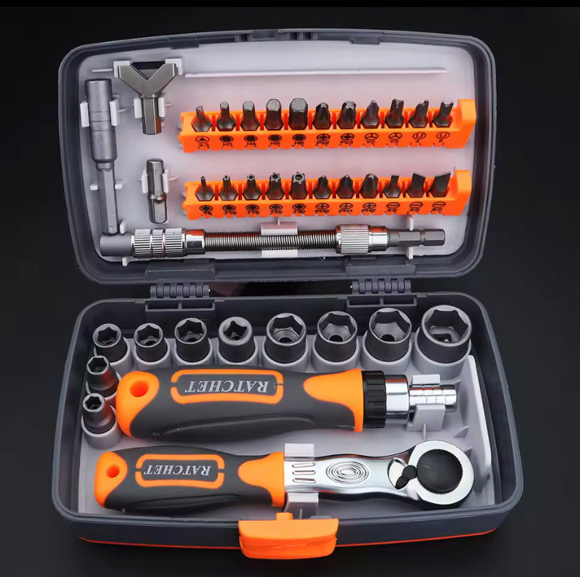 38 In 1 Ratchet Screwdriver Set Car Socket Magnetic Screwdriver Bits Multifunctional Automobile Repair Household Hand Tool Kit