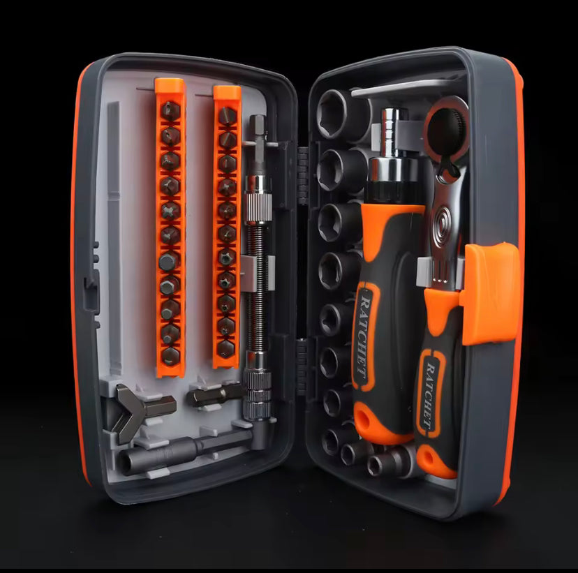38 In 1 Ratchet Screwdriver Set Car Socket Magnetic Screwdriver Bits Multifunctional Automobile Repair Household Hand Tool Kit