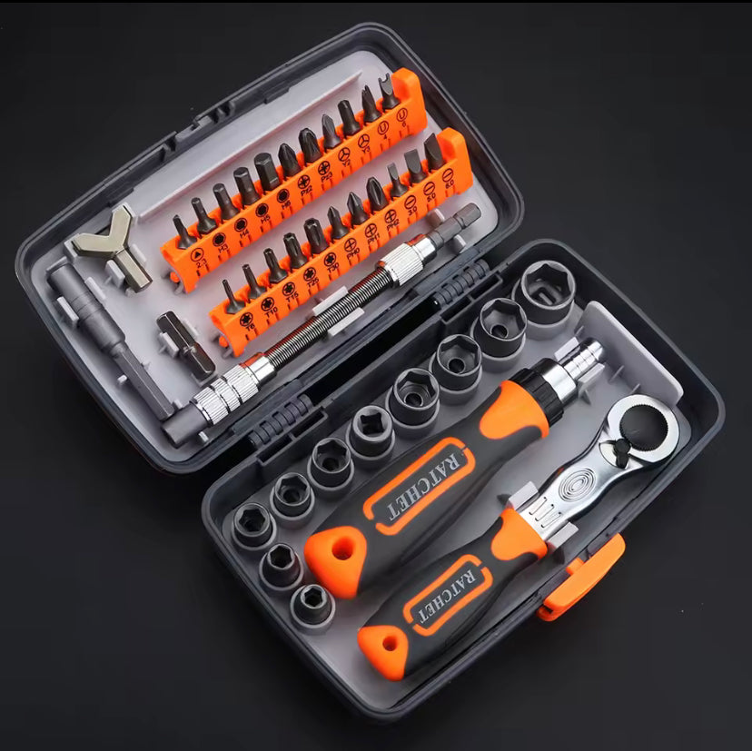 38 In 1 Ratchet Screwdriver Set Car Socket Magnetic Screwdriver Bits Multifunctional Automobile Repair Household Hand Tool Kit