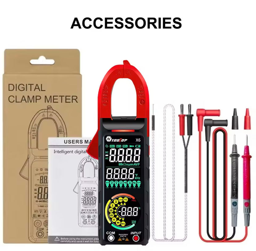 TOOLTOP X6 400A 600V DC/AC Clamp Multimeter AC DC Current Voltage Tester Hz Capacitance NCV Ohmic Diode Clamp Meter