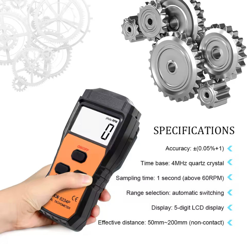 Victor 6234P Digital Laser Tachometer Tester Diagnostic Tool Non-Contact Motor Lathe Speed Gauge Revolution Spin RPM Meter
