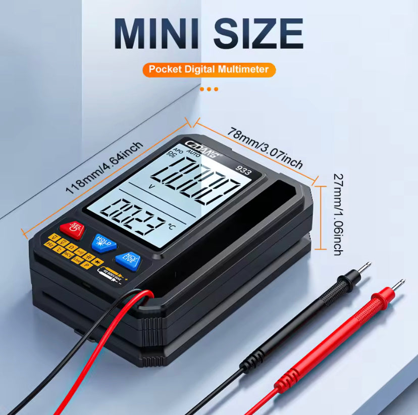 933 Portable multimeter Auto-ranging Pocket Digital Multimeter Multi Tester Measure DC/AC Voltage Resistance Capacitance Diodes