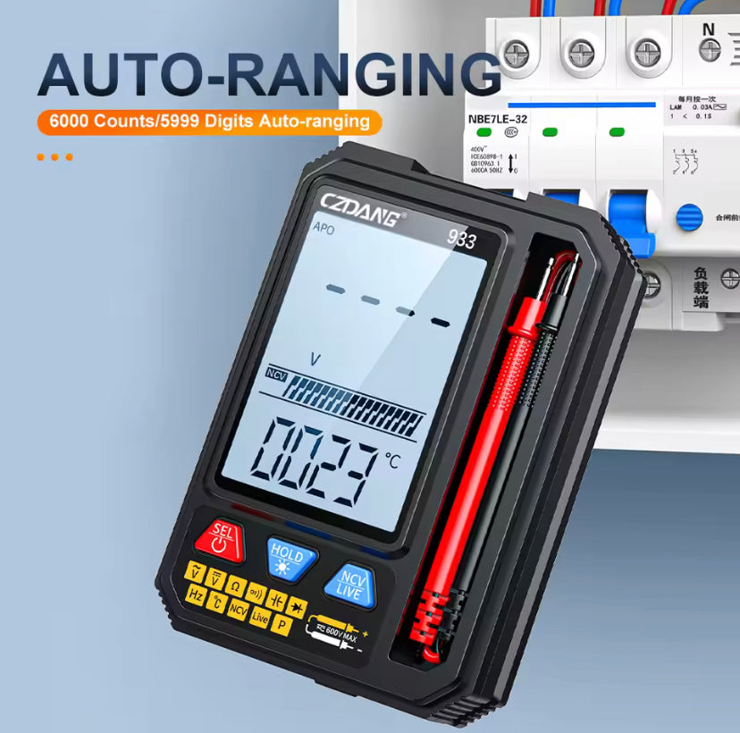 933 Portable multimeter Auto-ranging Pocket Digital Multimeter Multi Tester Measure DC/AC Voltage Resistance Capacitance Diodes