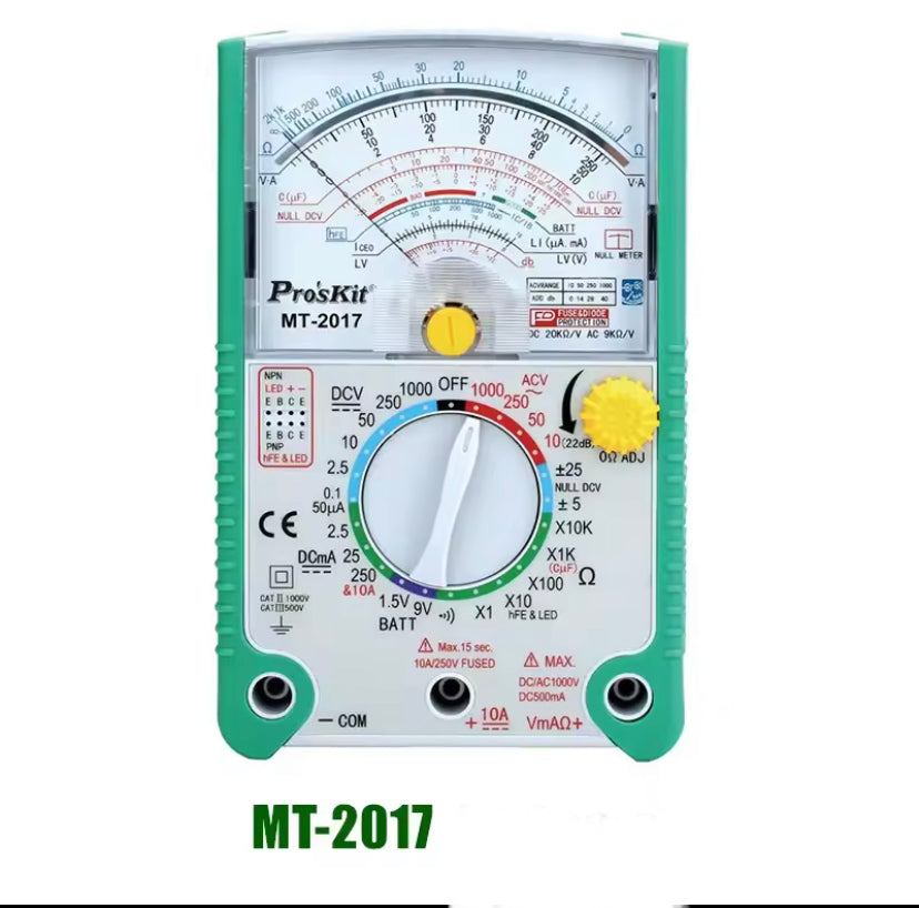 Pro'sKit Analog Pointer Multimeter MT-2017 Safety Standard Protective Function Ohm Test Meter DC AC Voltage Current Tool