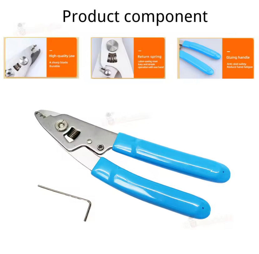 FS-90 Steel Three Mouth Miller Fiber Stripping Coated With Leather Wire For Optical Cable Pliers